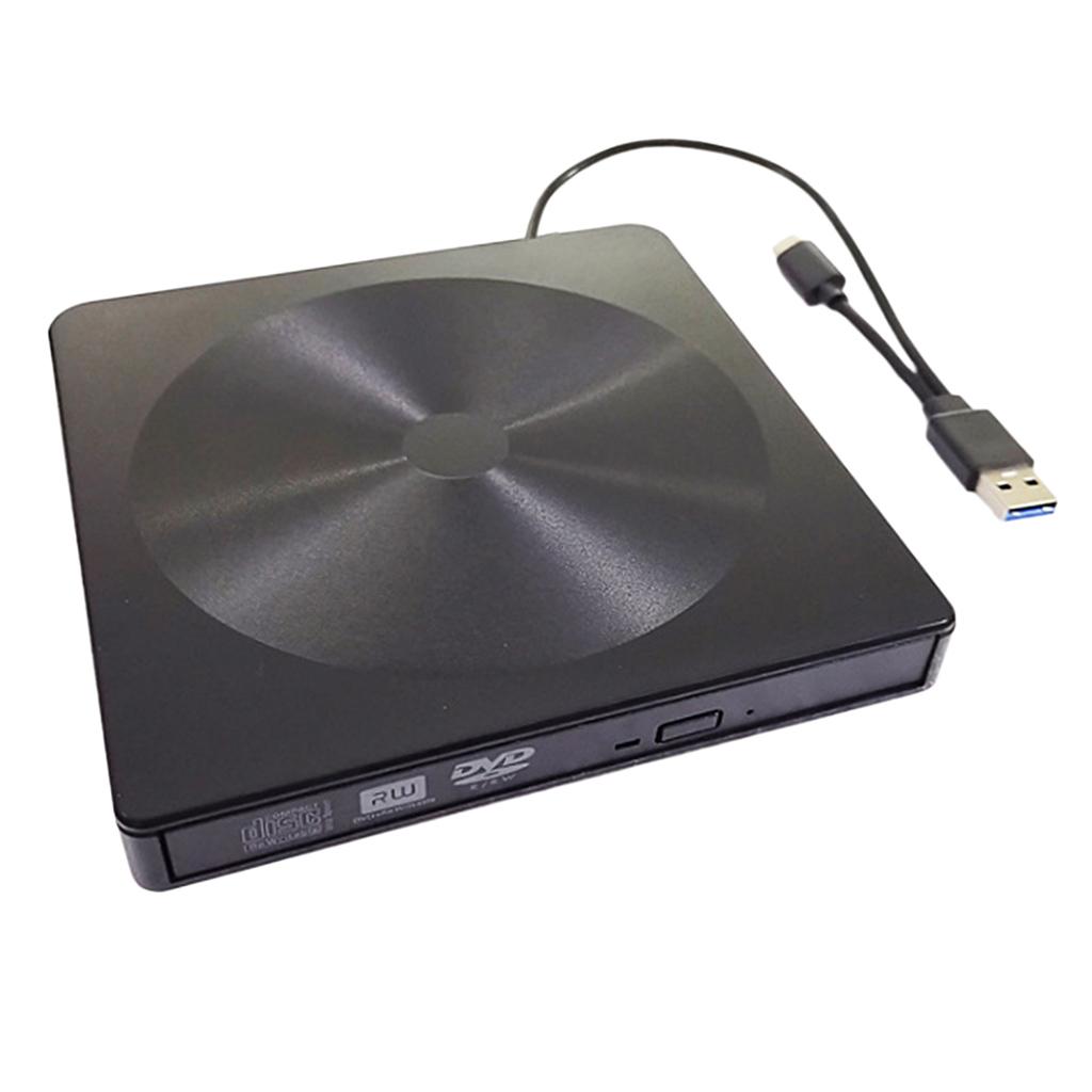 External USB CD Burner Writer DVD ROM Drive Player Black for PC &