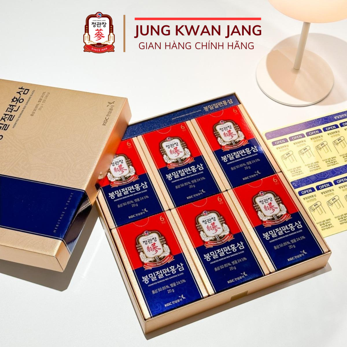 Hồng Sâm Lát Tẩm Mật Ong Hàn Quốc KGC Jung Kwan Jang (20g x 6 gói)