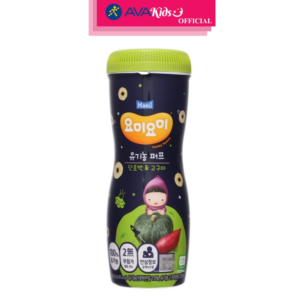 Bánh gạo ăn dặm Maeil Yommy Yommy vị bí đỏ, khoai lang lon 42g (từ 1 tuổi) - Hàng Chính Hãng