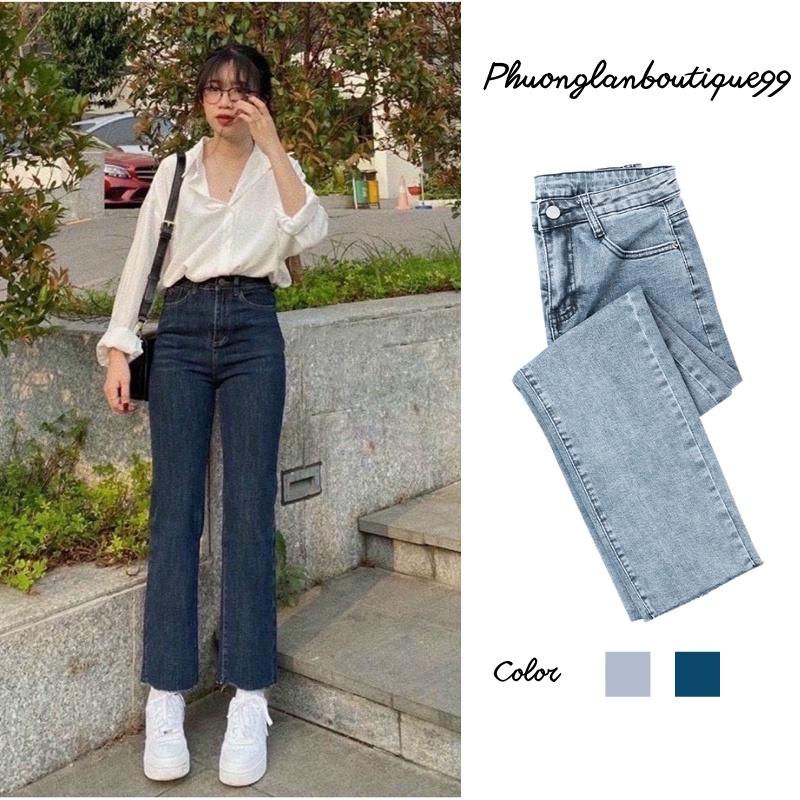 Quần bò nữ Quần jean ống đứng suông nữ trendy kéo dài chân style Hàn Quốc Ulzzang B8
