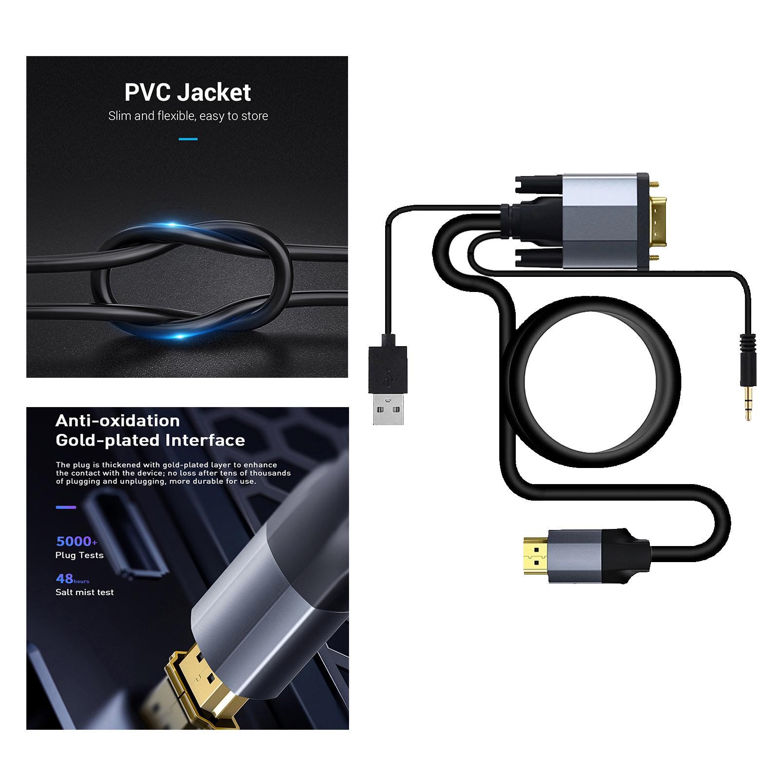VGA to Converter Cable with Audio 1080P for TV Boxes Computer Monitor
