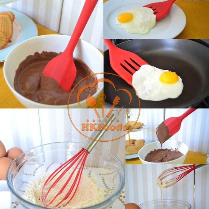 Bộ 5 chổi phới spatula đỏ silicon