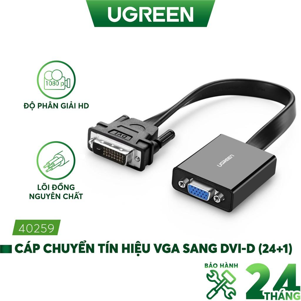 Cáp chuyển tín hiệu DVI-D sang VGA ACTIVE- dài 20CM - UGREEN 40259 (đen) - Hàng chính hãng