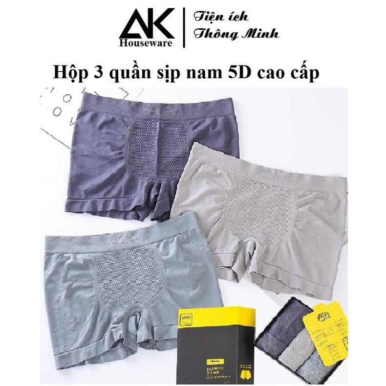 Hộp 3 quần sịp nam boxer 5D cao cấp