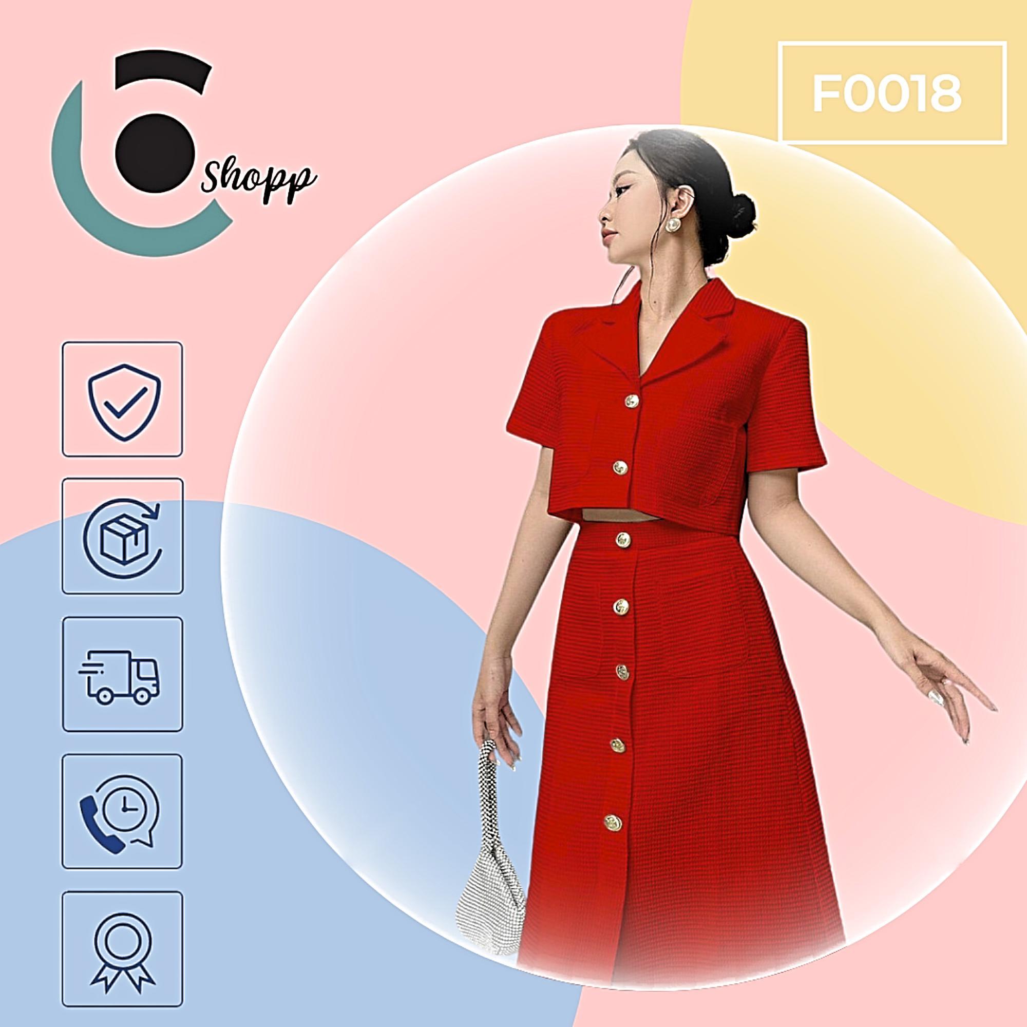 Set crop vest kèm chân váy midi cao cấp
