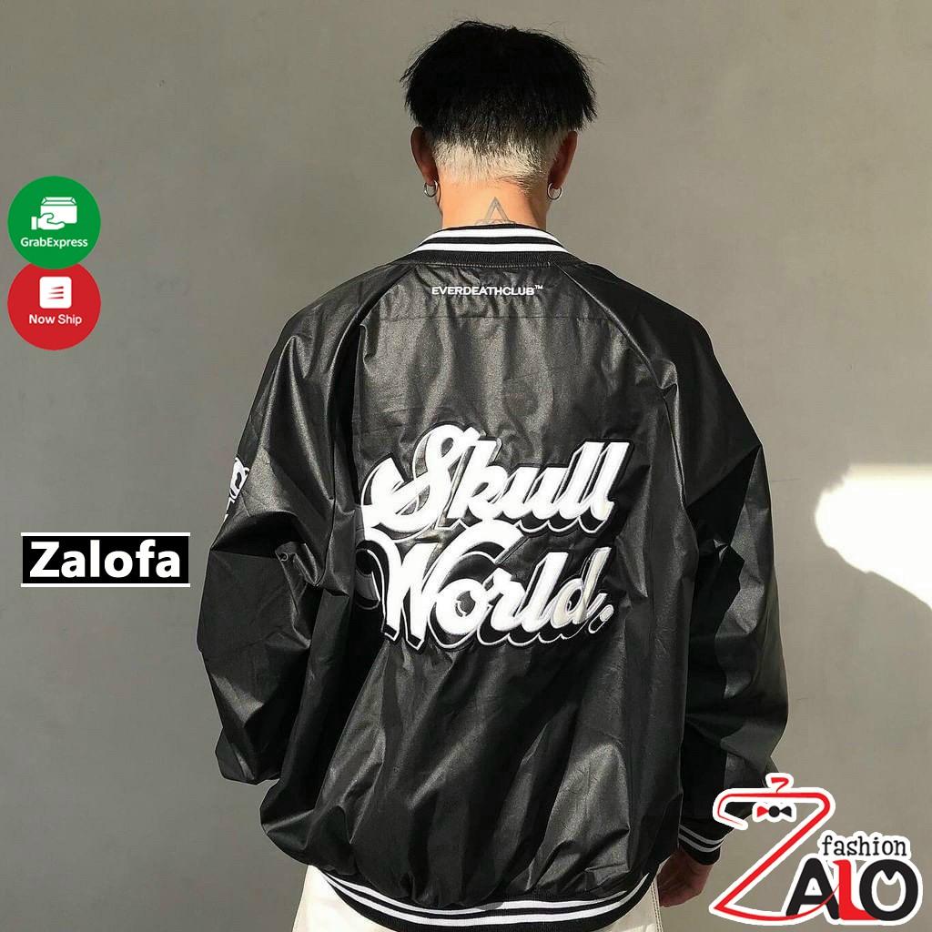 Áo khoác bomber dù SKULL form rộng Unisex Áo khoác nam nữ 2 lớp Chống Nắng ulzzang Jacket Bomber