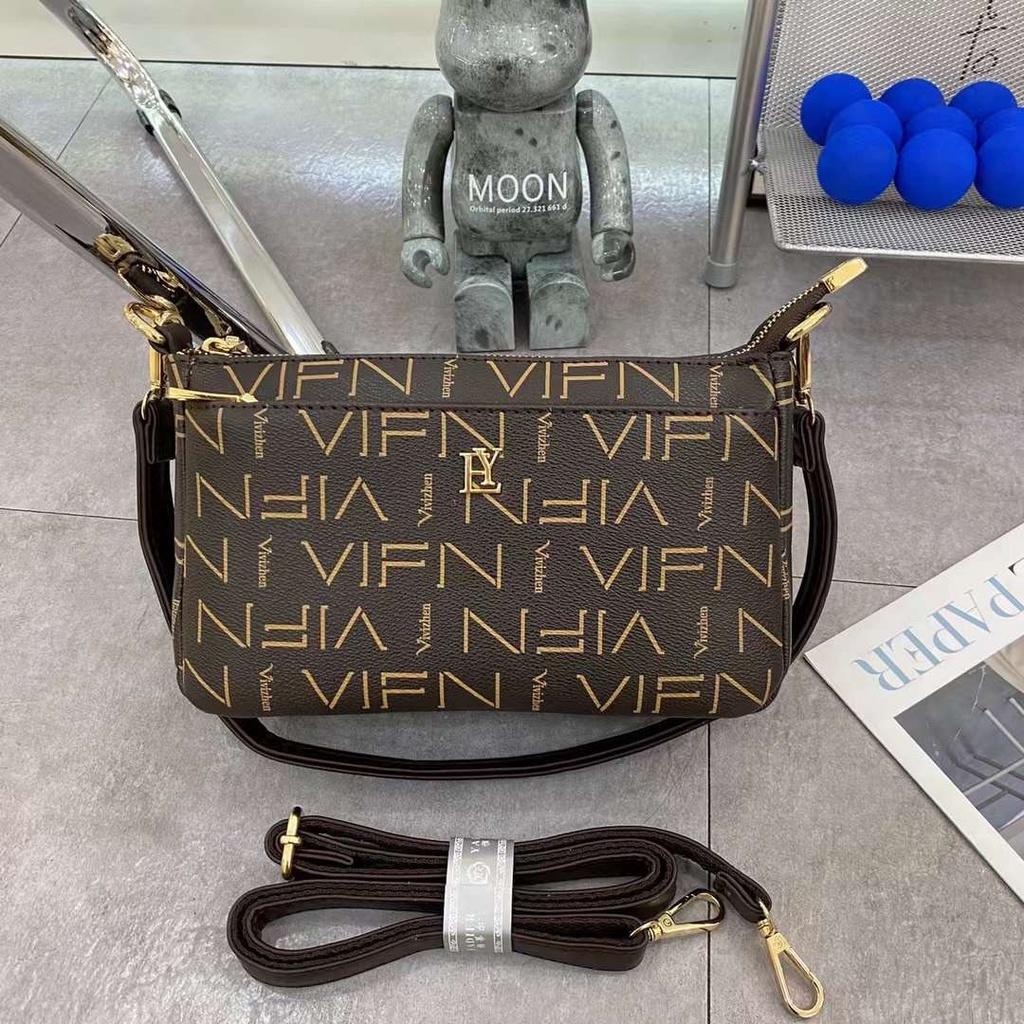 Ví clutch nữ da PU cao cấp họa tiết monogram thời trang vintage công sở nhiều ngăn tiện lợi Y2409
