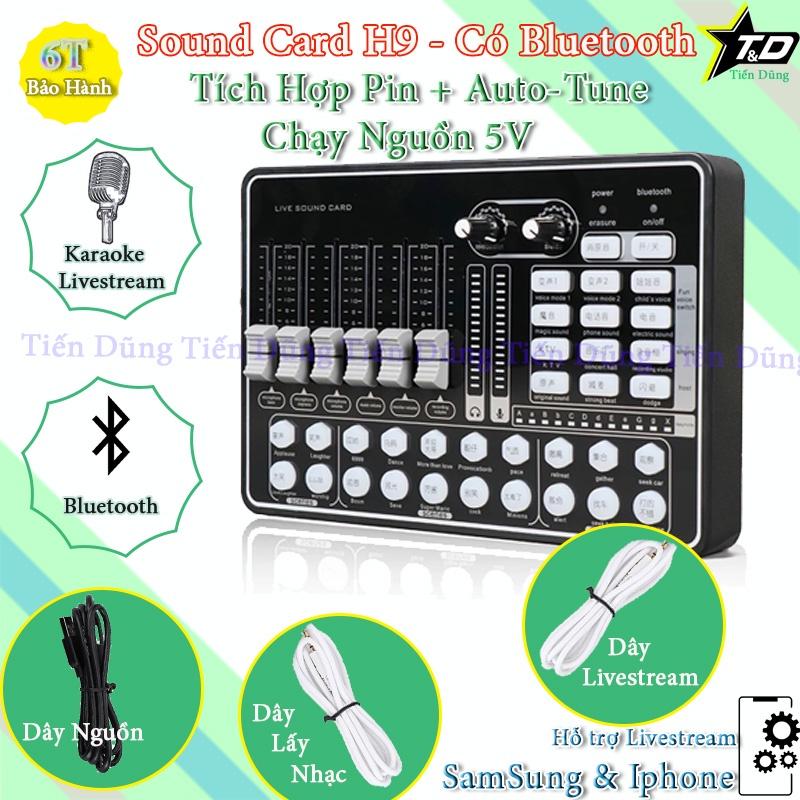 Bộ Combo Mic Thu Âm Karaoke U87 MA và Sound Card H9 Có Bluetooth Auto-tune Đi Kèm Dây Livestream MA2 Chân Kẹp Màng Lọc