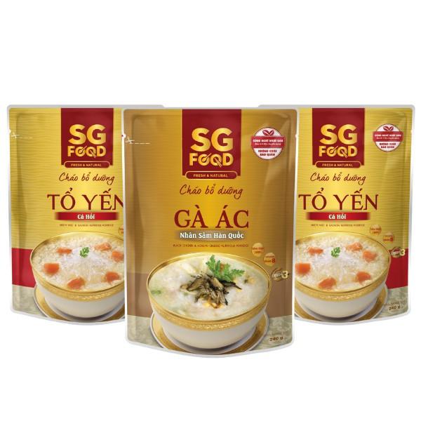 Combo 3 Cháo Bổ Dưỡng SG Food 240g (2 Tổ Yến Cá Hồi, 1 Gà Ác)