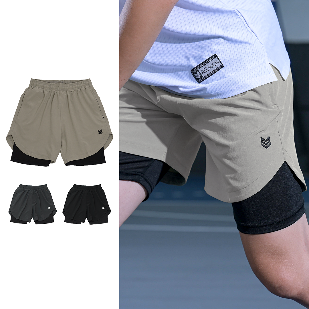 Quần short đùi thể thao 2 lớp Quick Dry Unisex Nhanh khô thoáng mát Tập Gym chơi Bóng Rổ Tennis Chạy Bộ Redikick