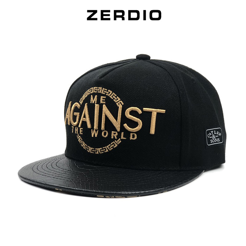 Mũ snapback hiphop, Nón nam đẹp Against màu đen lưỡi da cao cấp