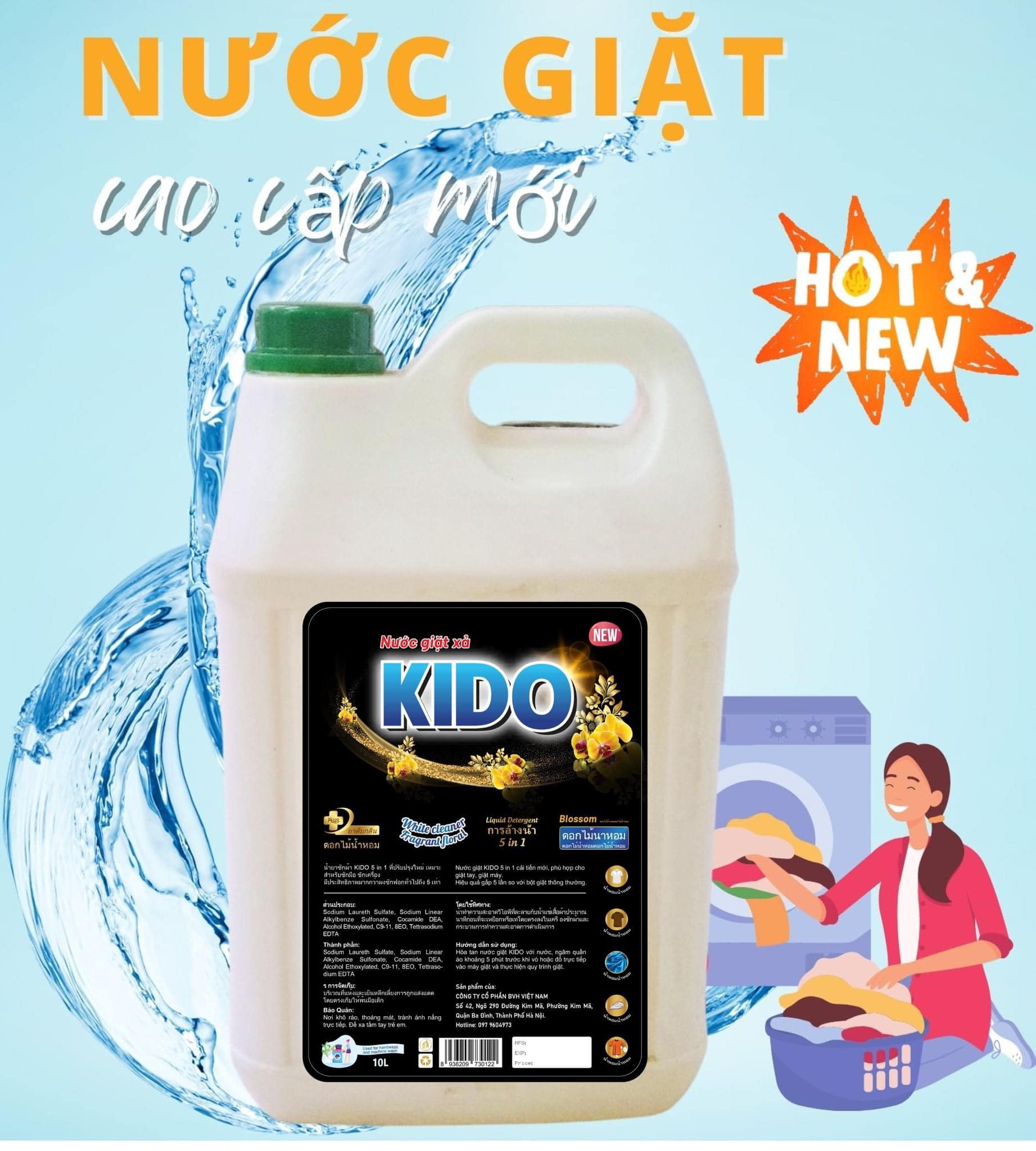 Nước Giặt Xả KiDo Lưu Hương Comfor Đen 10l Sạch Hoàn Hảo Không Mùi Ẩm Mốc