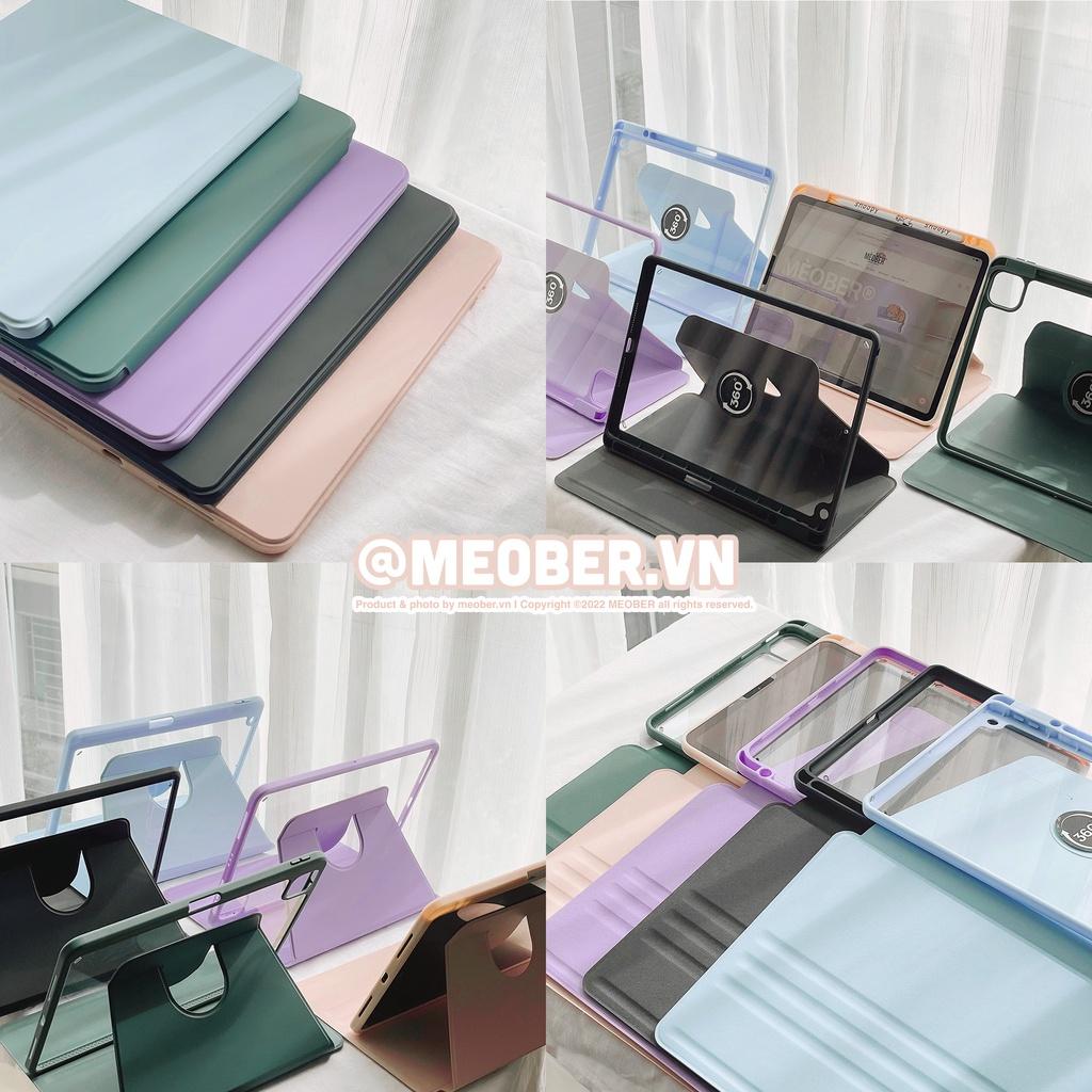 Bao da iPad Xoay Dọc 360 cho iPad Pro 11, Mini 6, Air 4, 10.2 inch - Có khe sạc bút, lưng trong suốt