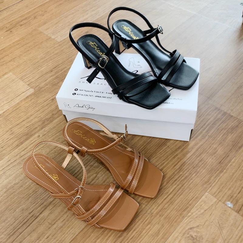 SD74 - Sandal dây mảnh 2 quai dây sườn gót dẹt 5p da lì cực xinh