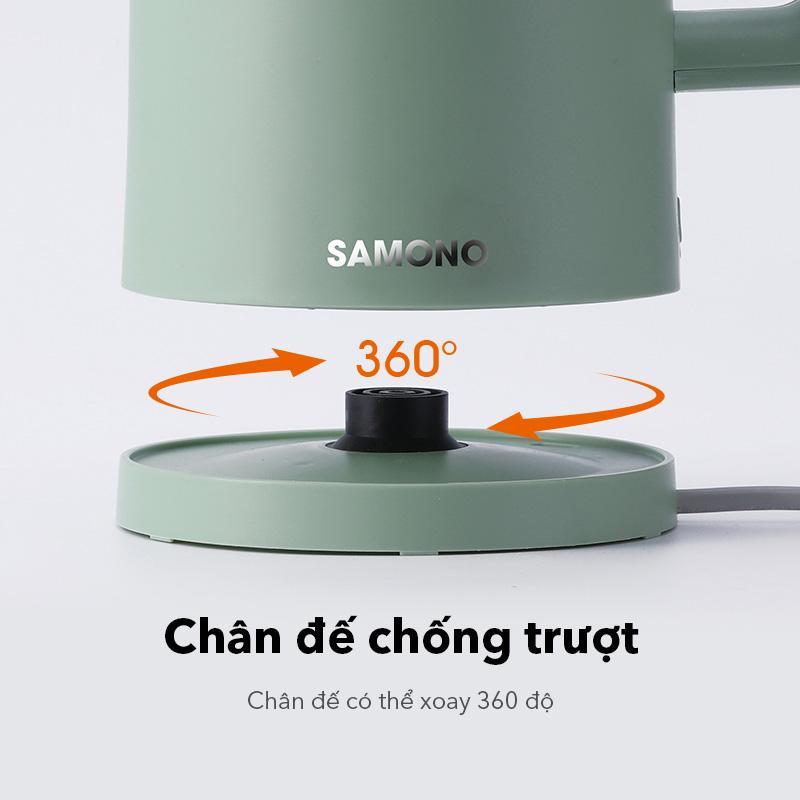 Ấm đun siêu tốc SAMONO SW-R1 2 lớp chống nhiệt công suất 1500W dung tích 1.8L inox 304 - Hàng chính hãng