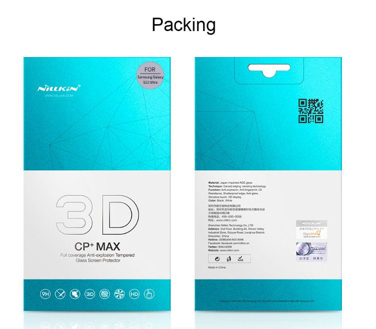 Miếng dán kính cường lực full 3D cho Samsung Galaxy S21 Ultra, S22 Ultra , S23 Ultra hiệu Nillkin CP+ Max - Hàng nhập khẩu