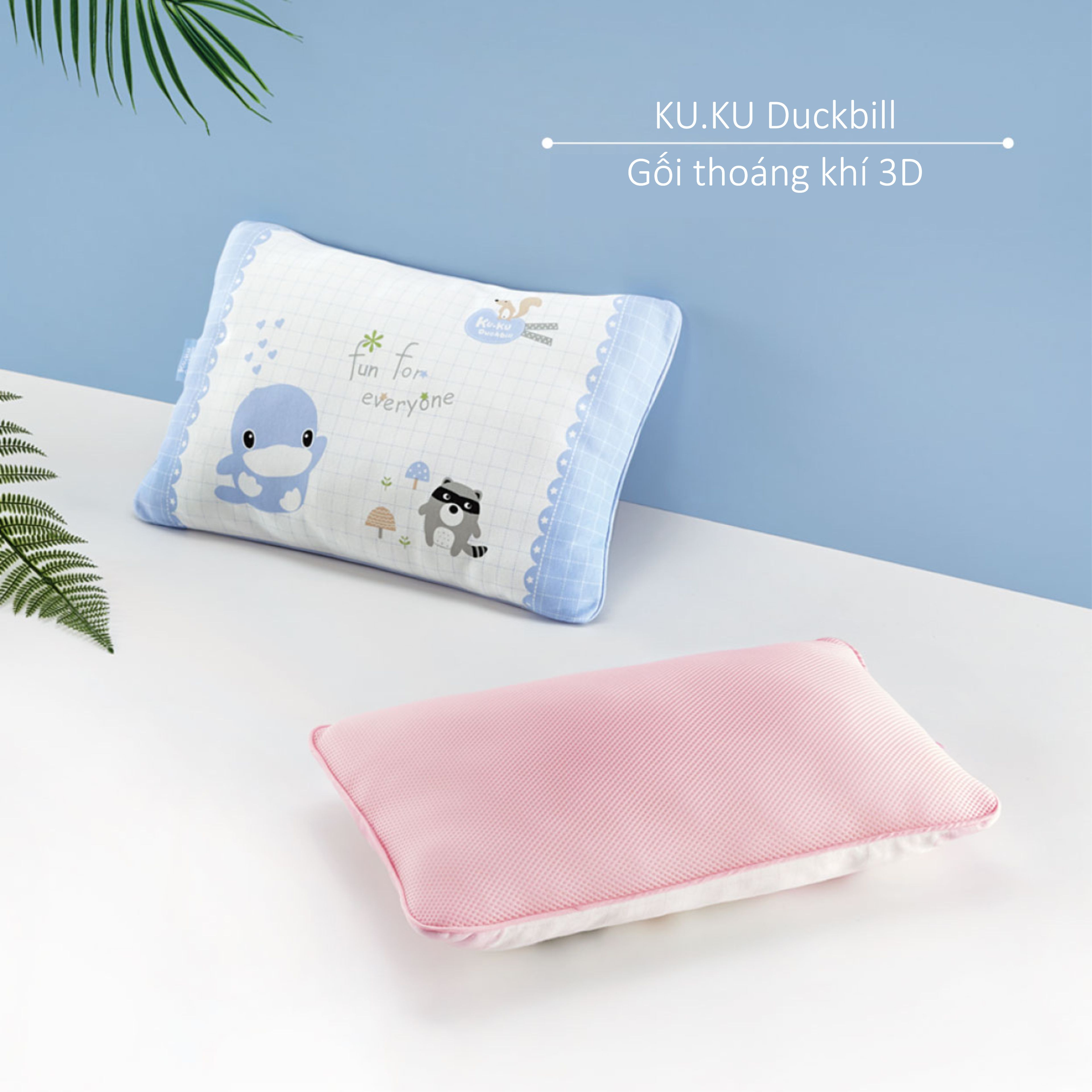 Gối cho bé mầm non KU.KU Duckbill thoáng khí 3D 42x28x7cm ku2087