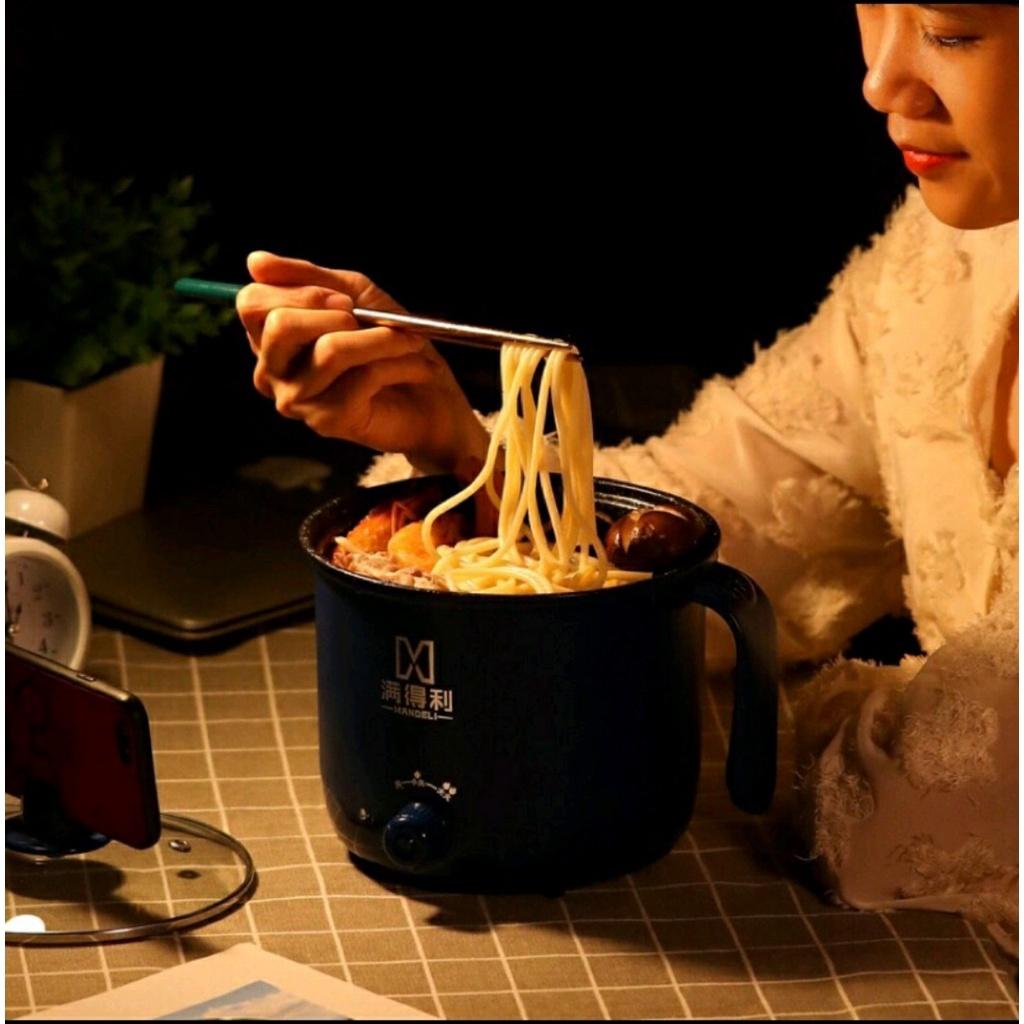 Nồi lẩu mini đa năng 2 tầng, ca nấu mì Hàn Quốc Vân Đá Siêu Chống Dính Kèm Hấp Chế Biến Được Nhiều Món Nồi Lẩu Xanh