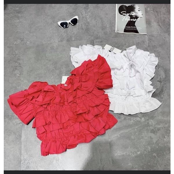 Áo Trễ Vai Nữ Áo bánh bèo Croptop hở vai tay bồng bèo nhún thiết kế KLHSTORE 7.177