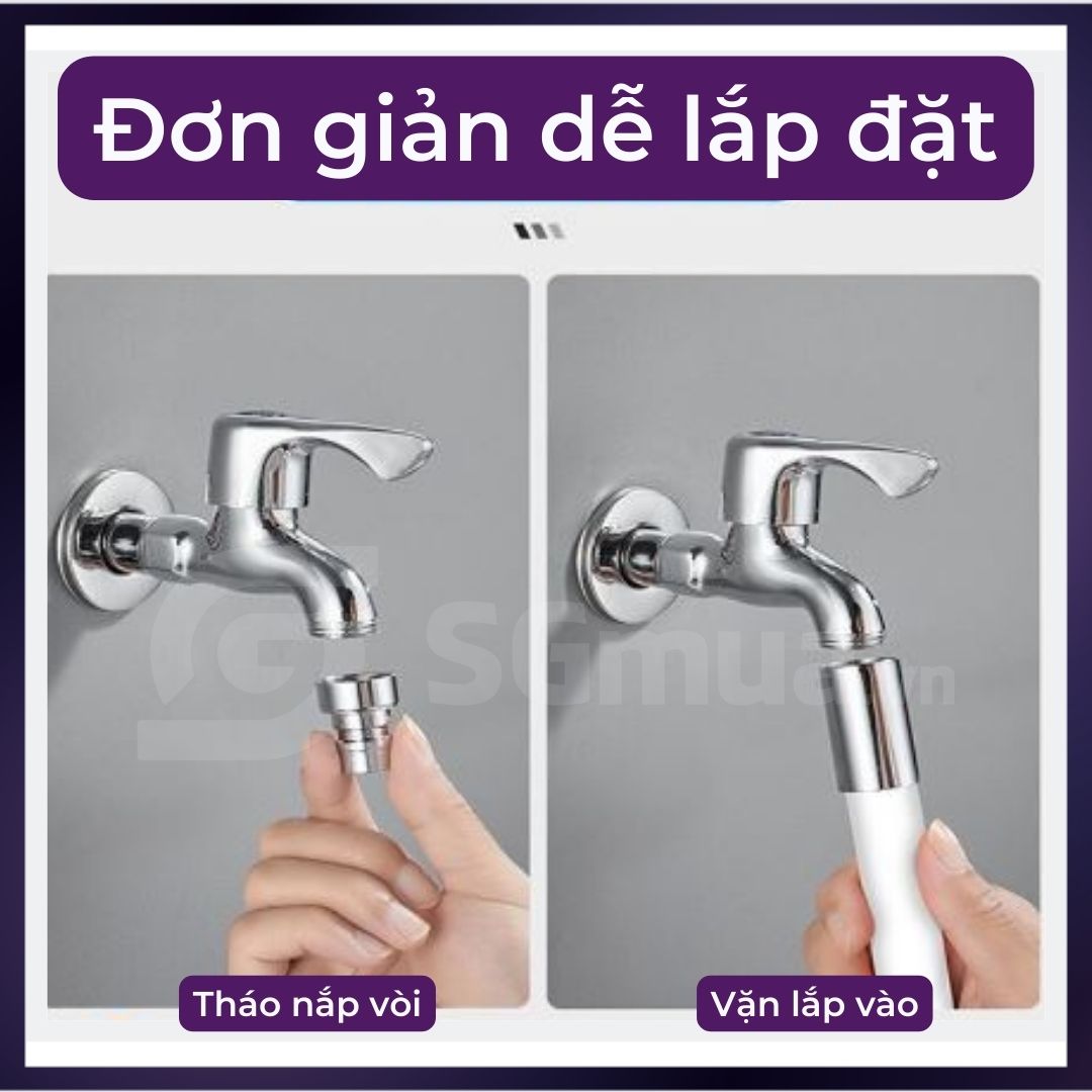 Đầu Nối Vòi Nước Thông Minh xoay 720 độ tăng áp lực nước, dễ dàng sử dụng