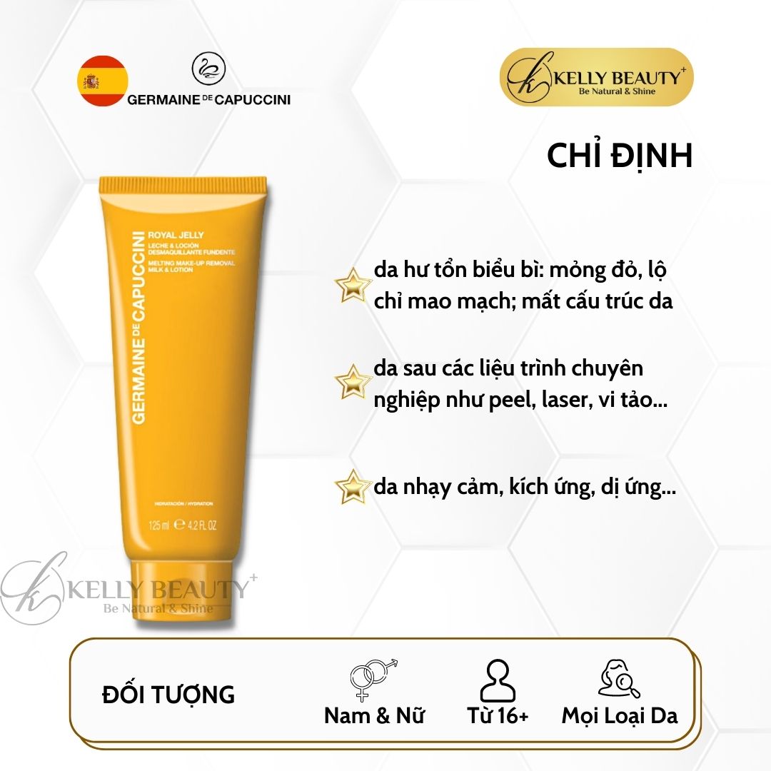 Sữa Rửa Mặt Cho Da Nhạy Cảm Germaine Royal Jelly Melting Makeup Remover Milk & Lotion - Kelly Beauty