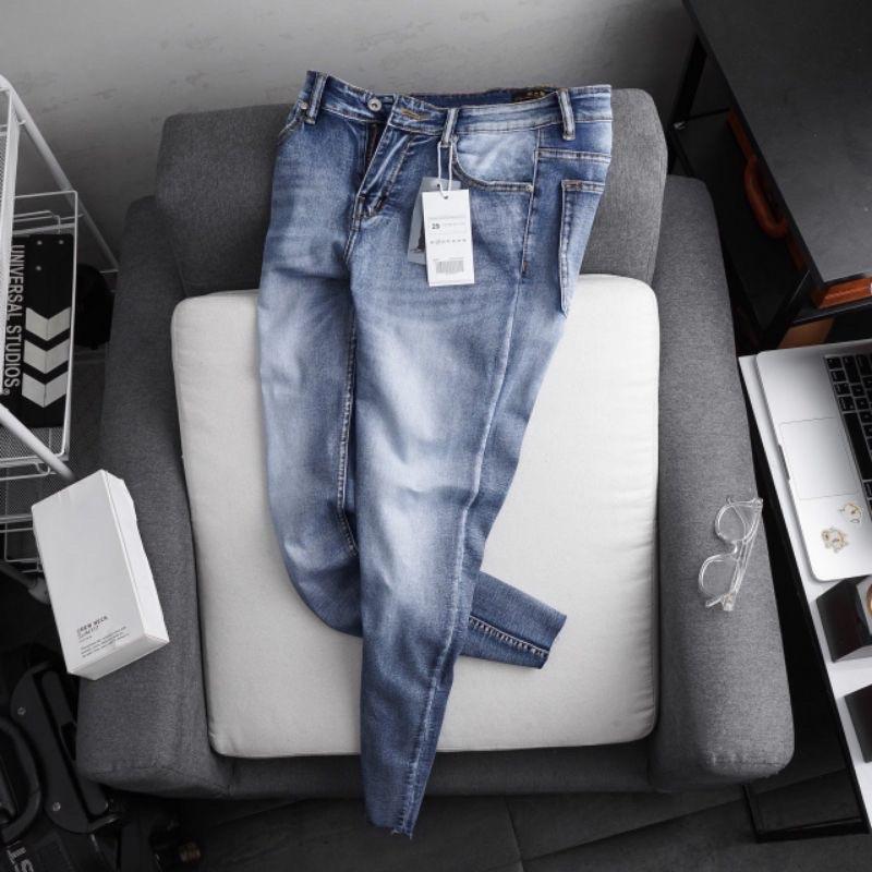 QUẦN JEAN NAM XANH NHẠT QUẦN BÒ NAM CAO CẤP CO DÃN MẪU MỚI ĐẸP ỐNG ÔM PHONG CÁCH THỜI TRANG HAIAN JEANS