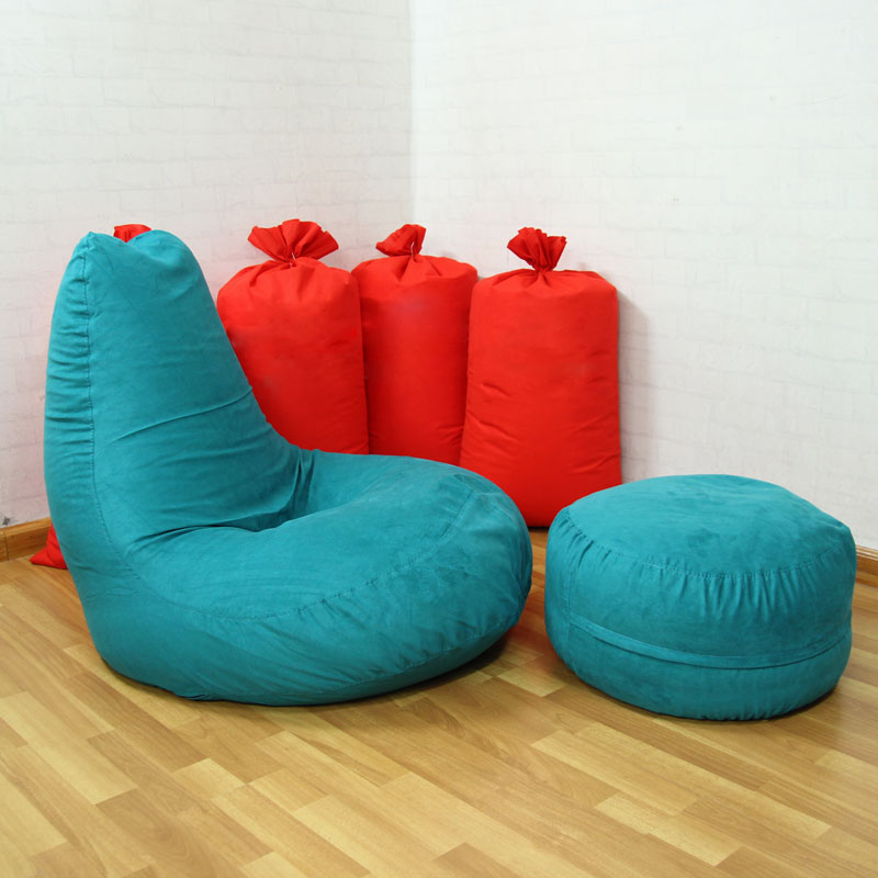 Bộ Ghế Lười Gaming Lớn Kèm Gác Chân ( Gaming Beanbag + Round Ottoman) Xanh Cổ Vịt MS57- The BeanBag House