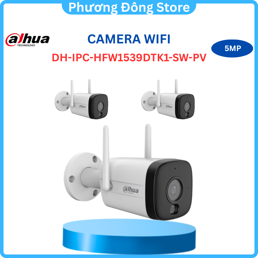 Camera IP Wifi Ngoài trời DAHUA DH-IPC-HFW1539DTK1-SW-PV 5MP, Đàm thoại 2 chiều - Hàng chính hãng