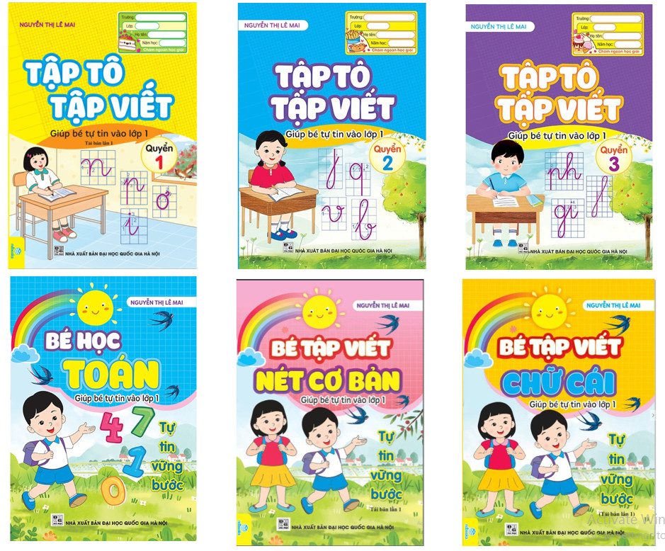 Sách - Combo 6 cuốn: Bé học Toán, Bé tập Tô Tập Viết, Bé Tập Viết - Giúp bé tự tin vào lớp 1 (Ng T. Lê Mai) - Ndbooks