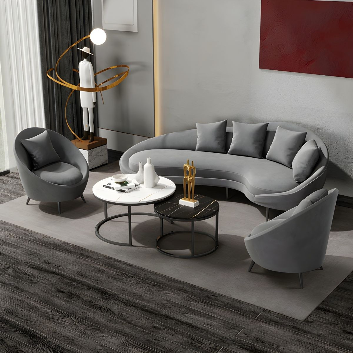 Bộ sofa phòng khách hình bán nguyệt BMSF08 Juno Sofa phong cách Châu Âu hiện đại