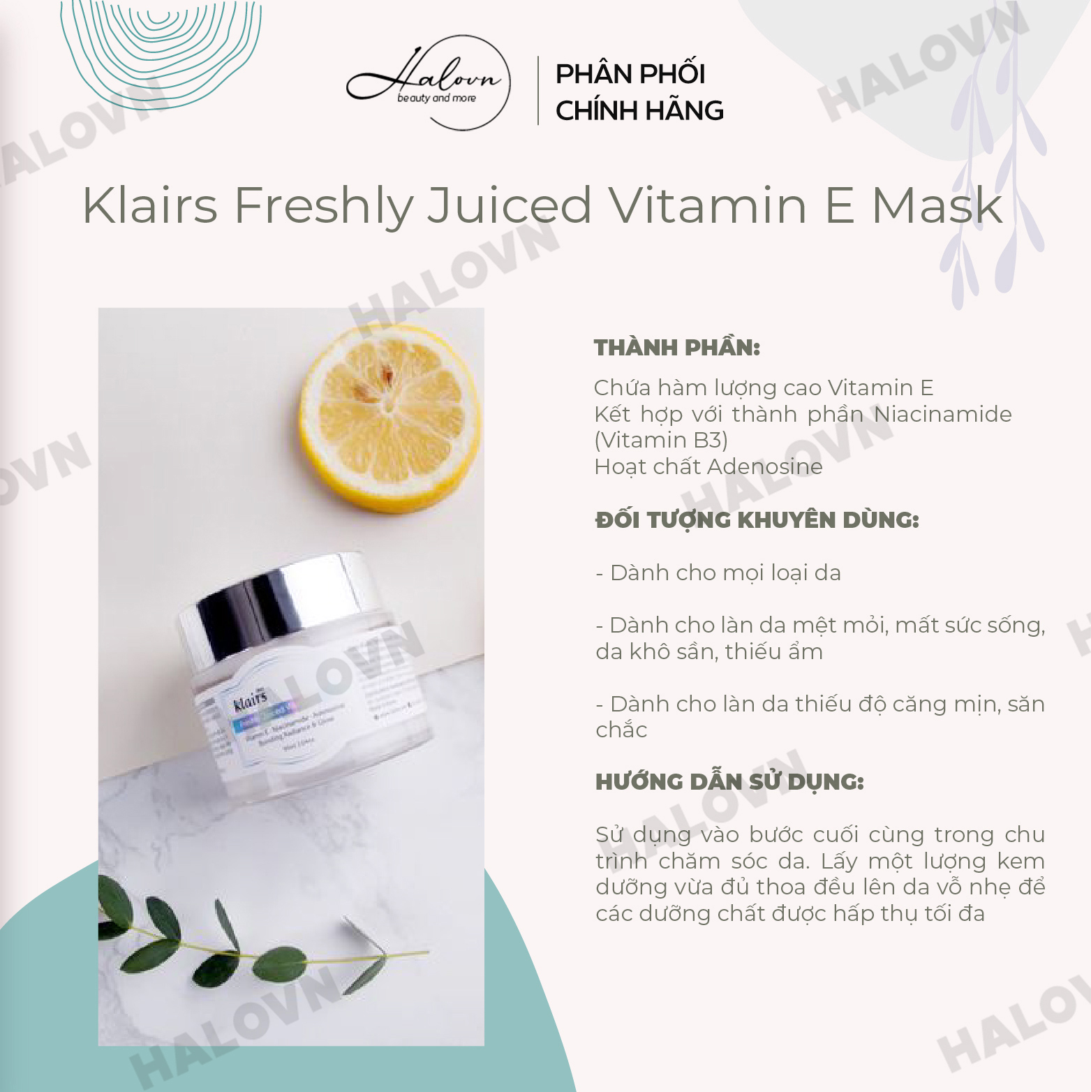 Kem Dưỡng Mặt Nạ Ngủ Klairs Freshly Juiced Vitamin E 90ml