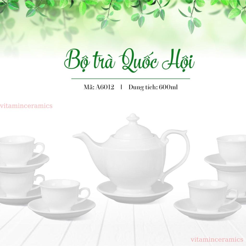 Quốc Hội - Ấm Trà Trắng Đẹp - Bộ Tách Uống Trà Siêu Xinh - Bộ Ấm Trà Bát Tràng Cao Cấp - Vitaminceramics