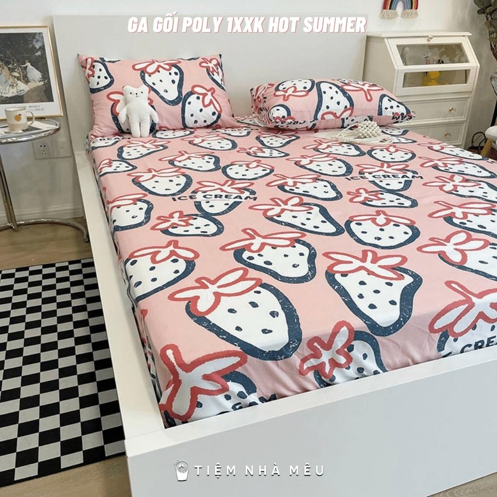 Bộ Ga Gối Cotton Polym6/m8/2m - Tiệm Nhà Mêu Set 3 Món Ga 2 Vỏ Gối Cotton Poly Hoa Tiết Dễ Thương Cao Cấp