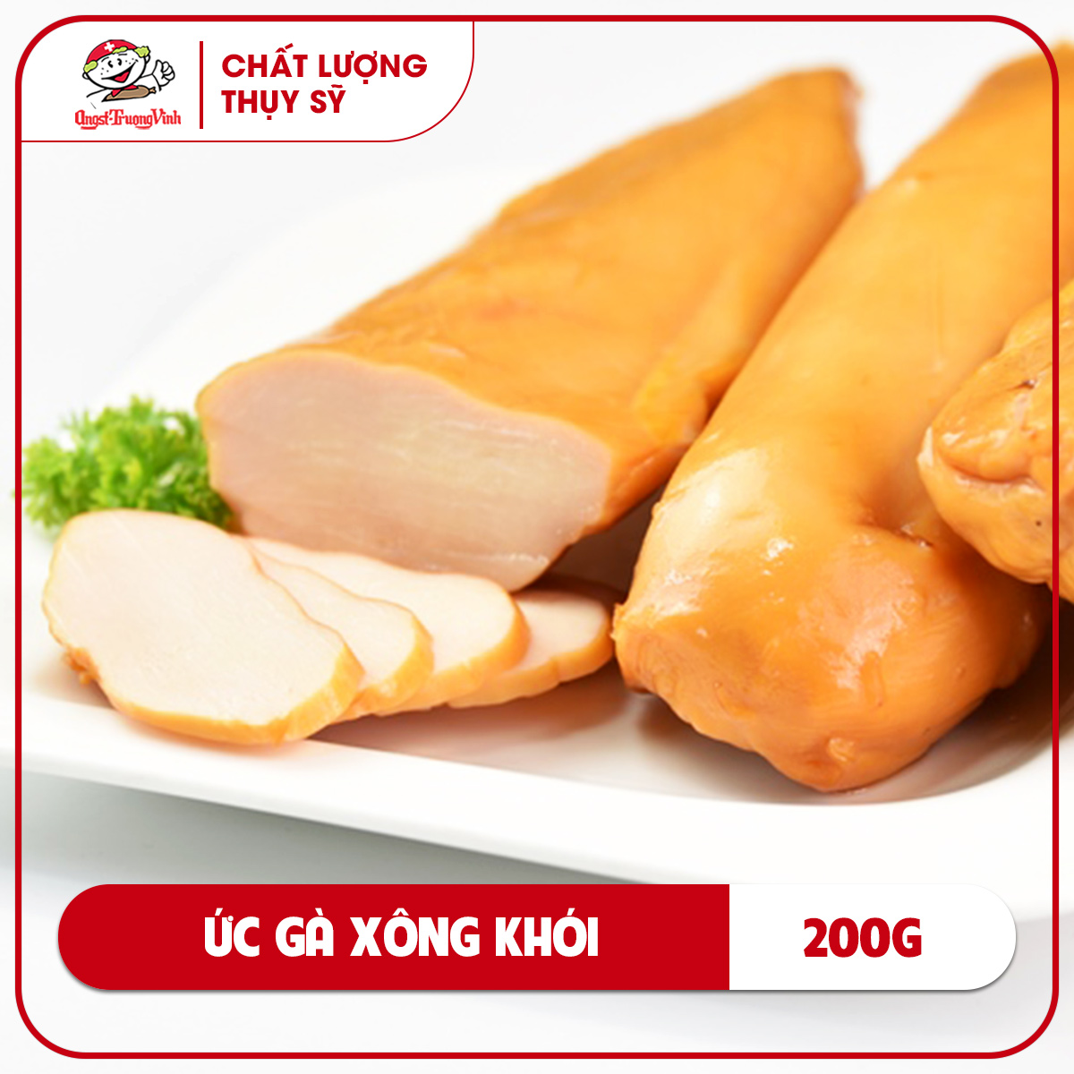 Ức gà xông khói /Smoked skinless chicken breast200GR/PE