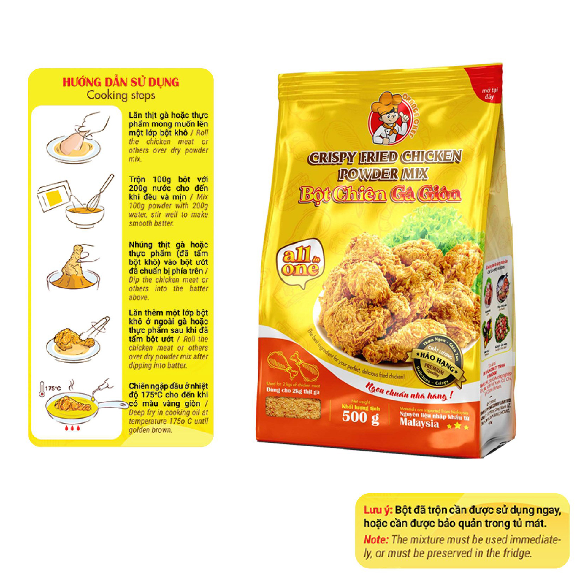 Bột chiên gà giòn KFC All in One | Túi 500G - Nguyên liệu thượng hạng nhập khẩu từ Malaysia