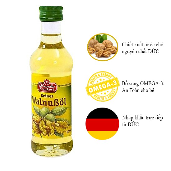 Dầu óc chó Kunella Feinkost WalnuBol cho bé ăn dặm - 100ml