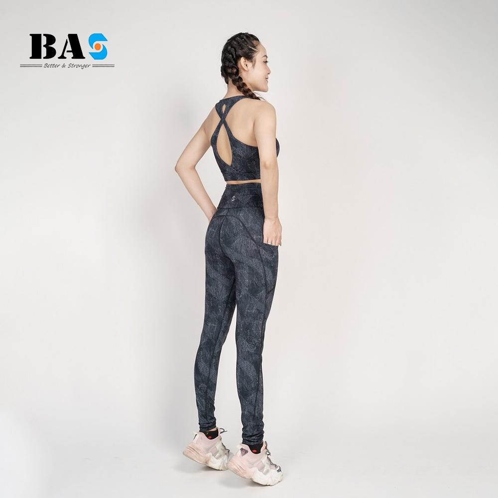 Bộ quần áo tập yoga gym aerobic chuyên nghiệp BAHUNG bra 2 lớp phối legging nâng mông - S40040