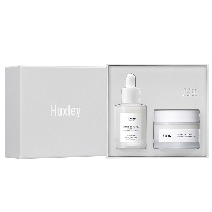 Set 2 sản phẩm dưỡng trắng sáng da, làm mờ vết thâm Huxley Brightening Duo Set (Huxley Essence; Brighly Ever After 30ml + Huxley Cream; Glow Awakening 50ml)