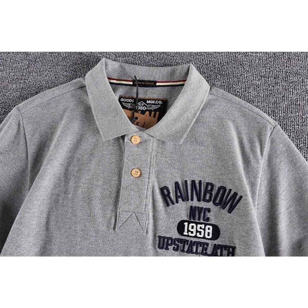 Áo thun polo Rainbow Retro dã ngoại_du lịch - xám