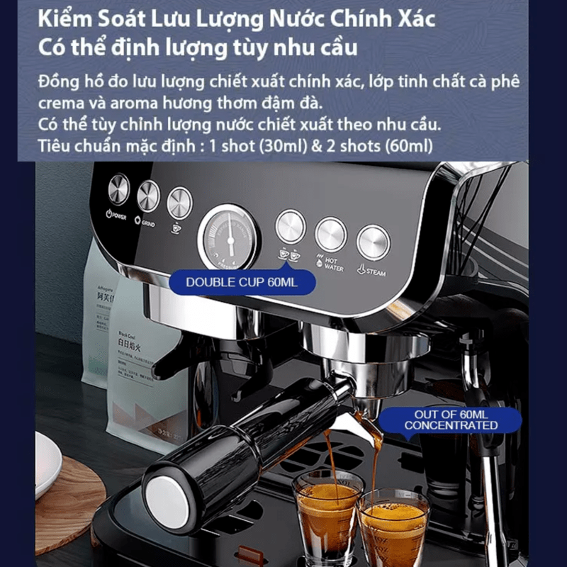 Máy pha cà phê Espresso chuyên nghiệp 4 trong 1 Tanser EM3108 Công suất pha cà phê 40 - 50 tách/ngày