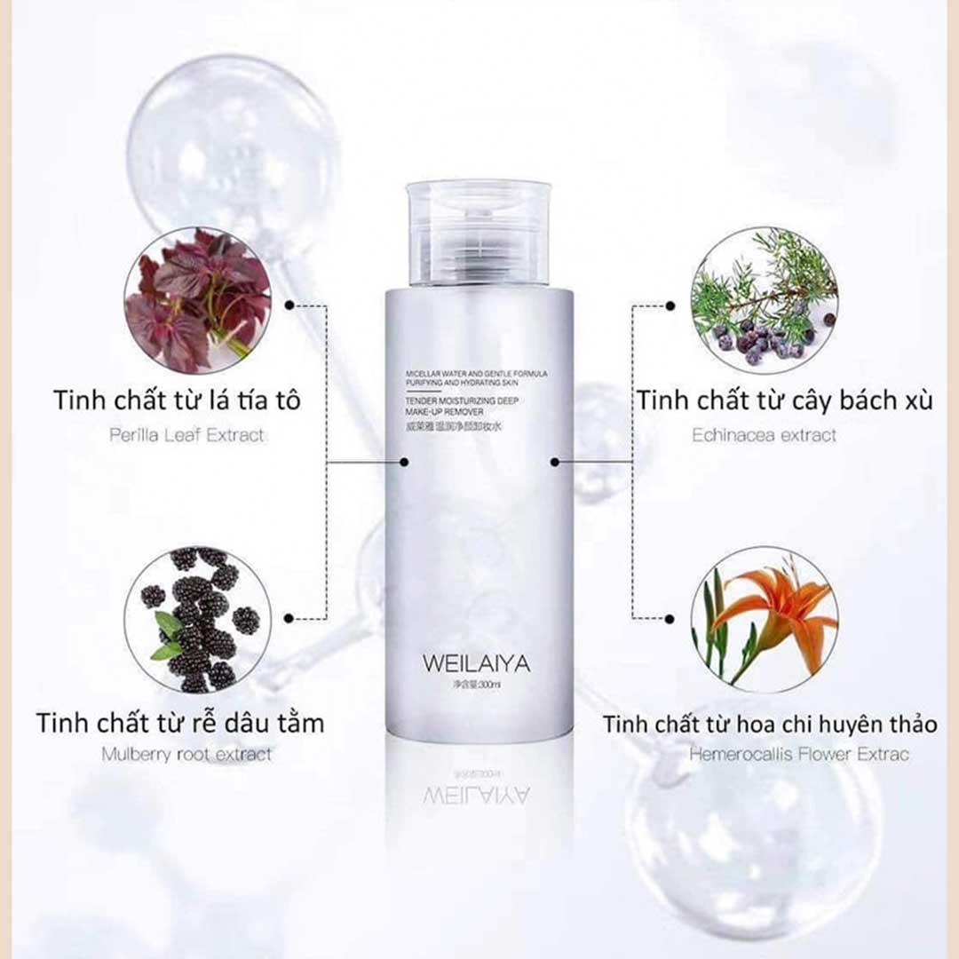 Nước tẩy trang thảo mộc weilaiya Tender Moisturizing Deep Make-up Remover 300ml