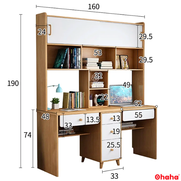 [Miễn phí vận chuyển &amp; lắp đặt tại TP.HCM] [CÓ VIDEO THỰC TẾ] Bàn học sinh thông minh cho bé đa năng có kệ sách Ohaha - BH010
