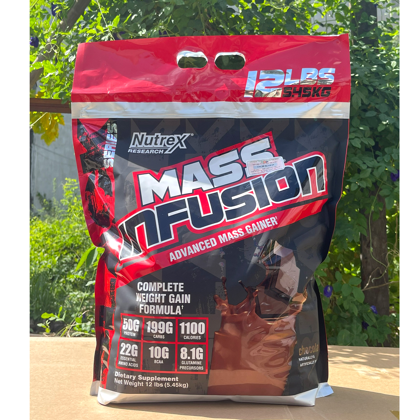 Sữa tăng cân tăng cơ Mass Infusion của Nutrex bịch lớn 5.45kg hỗ trợ tăng cân tăng cơ nhanh cho người gầy kén ăn và khó tăng cân, có enzim tiêu hoá cho người dị ứng lactose