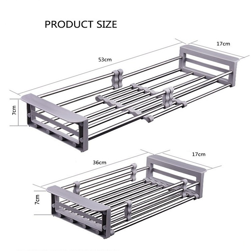 Kệ inox gác bồn rửa chén, giúp làm khô chén bán, hoa quả, rau trước khi cất, chế biến (giao màu ngẫu nhiên)