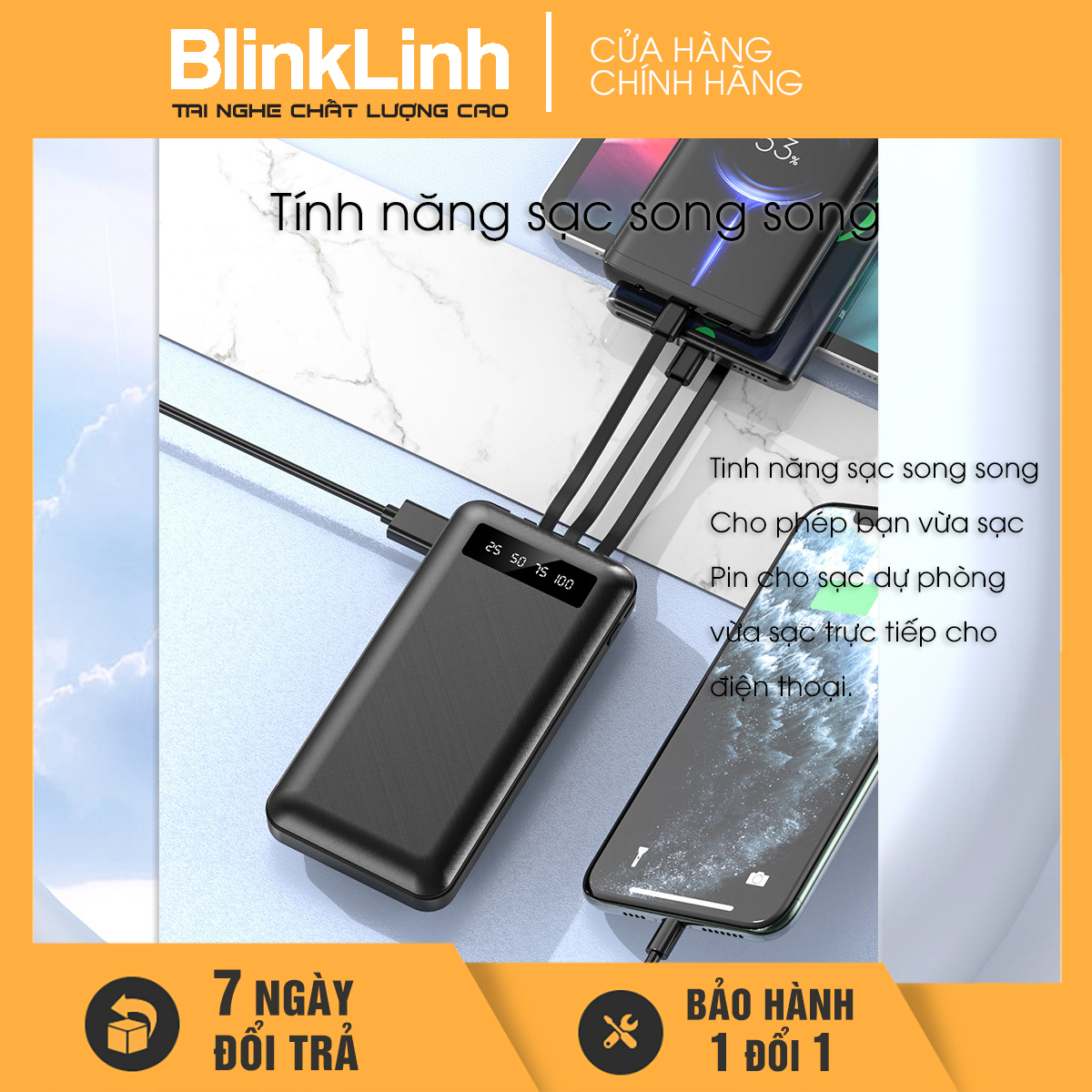 Sạc dự phòng Power Bank 20000mAh phiên bản mới dung tích lớn chất lượng,cục pin dự phòng tích hợp nhiều cổng tiện lợi