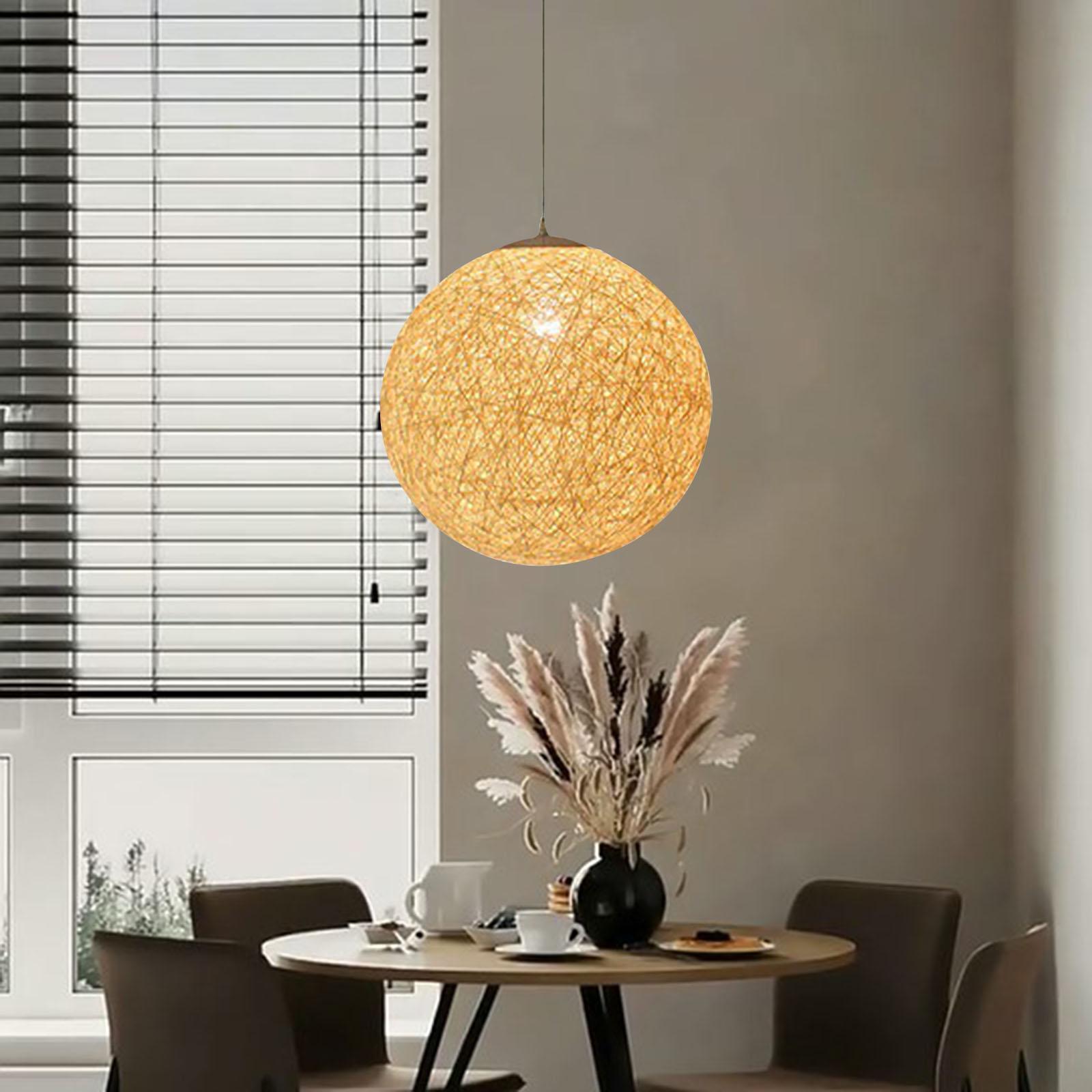 Rattan Ball Lantern Pendant Lamp Chandelier Hanging Light for Farmhouse