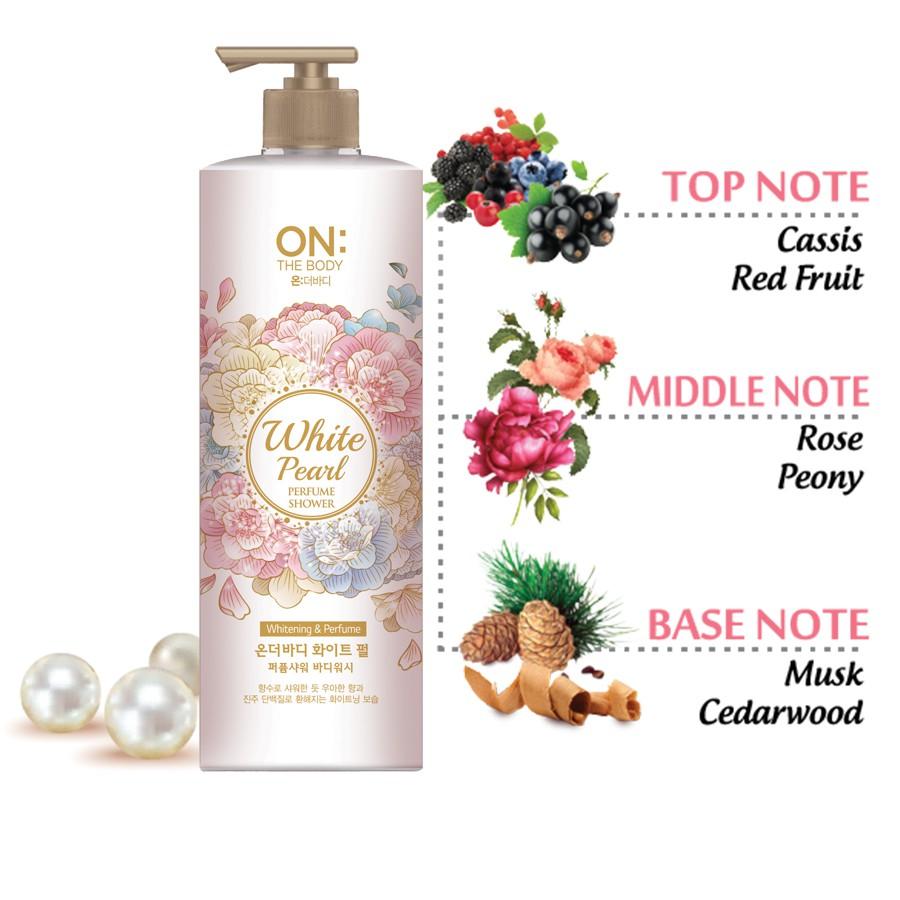 Sữa tắm dưỡng ẩm hương nước hoa On: The Body Perfume White Pearl bột ngọc trai Hương thư giãn 1000g