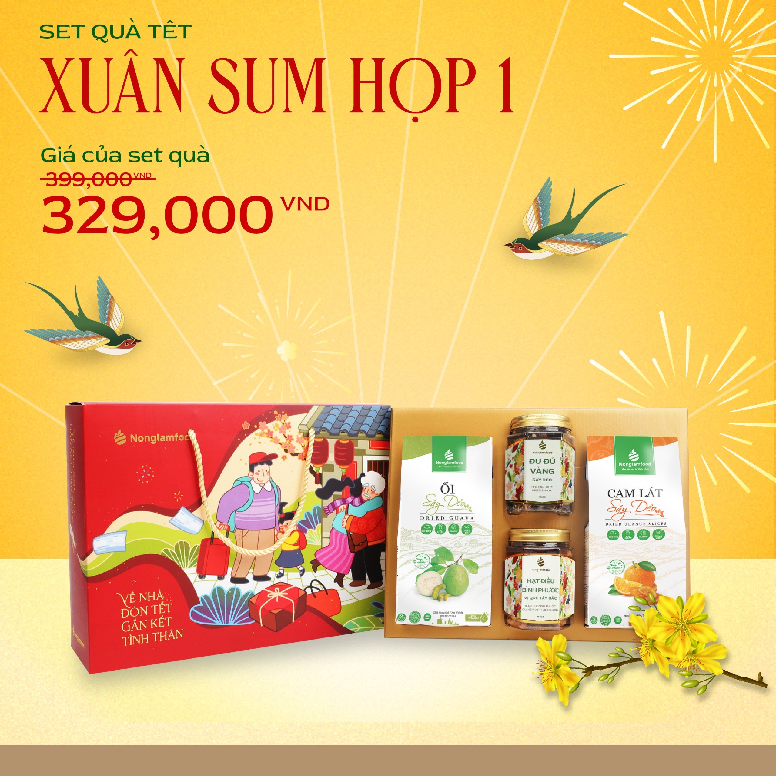 [BỘ QUÀ TẾT 20241] Set quà tết Xuân Sum Họp 1 Nonglamfood | Quà tặng cao cấp Xuân Giáp Thìn cho người thân, bạn bè, doanh nghiệp