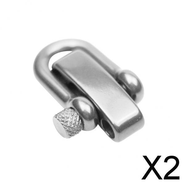 2xU Flat Adjustable Shackle Buckle Clasp for Survival Paracord Bracelet Silver