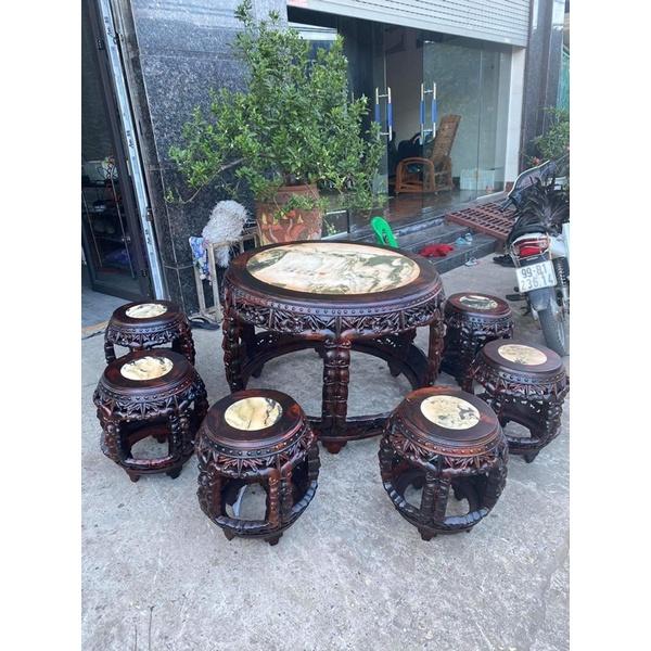 Bộ bàn ghế trống trúc gỗ trắc sang trọng